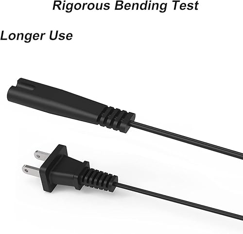 Miniatura 2 de Cable de carga de CA de 2 clavijas de repuesto para refrigerador Cooluli Mini con cable de alimentación de 5 pies con certificación UL