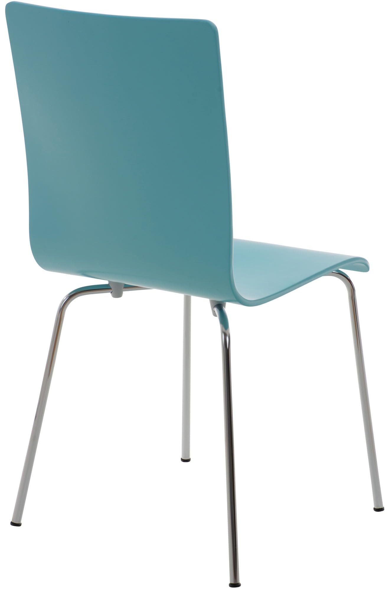 CLP Set 4 Sedie Visitatore Pepe I Sedia Attesa Con Seduta In Legno E Telaio In Metallo Cromato I Sedia Ergonomica E Facile Da Pulire, Colore:azzurro