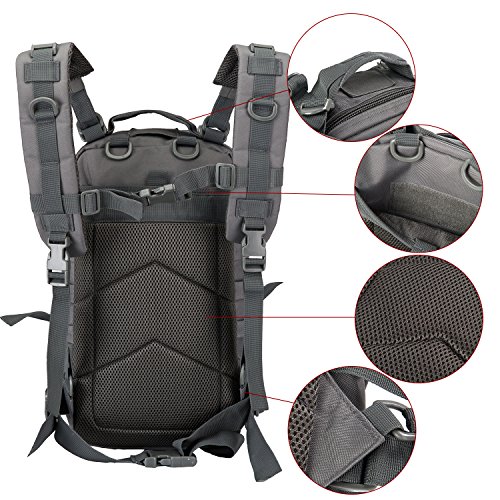 30L Sport Outdoor Military Rucksacks Tactical Camping Hiking Trekking Small Assault Backpack Bag 08009B (Gray) #TOP7