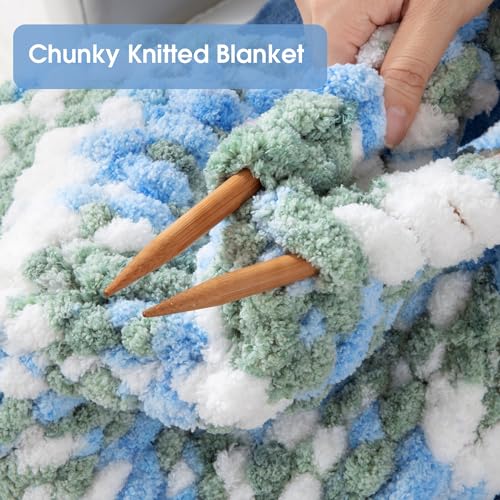Image of MABOZOO Tie Dye Chunky Yarn for Crocheting 8 Pack,Blue Fluffy Jumbo Chenille Yarn,Soft Plush Yarn Bulky,Giant Thick Fuzzy Yarn for Hand Knitting or Arm Knitting (31.7 yds,8 oz Each Skein)