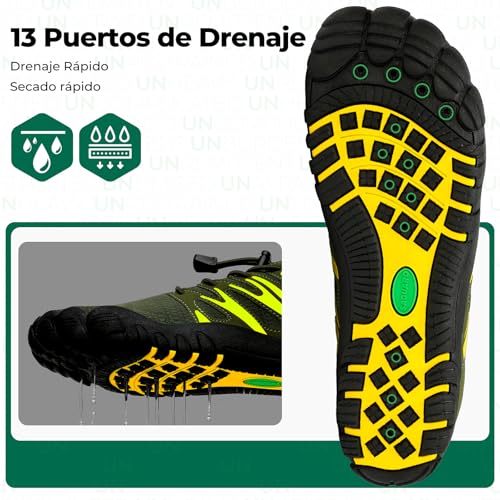 Miniatura 3 de Saguaro Zapatillas Barefoot Hombre Escarpines Secado Rápido Zapatos De Agua Ligeras Transpirable Calzado Descalzo Minimalistas Antideslizantes, Verde Militar, 42 Eu