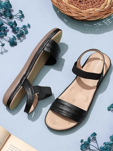 Image of TRASE Ankle Strap Flat Sandals For Woman | Stylish And Comfortable Casual Sandal | Women's Footwear | Flats For Women Daily Use | Soft Sandals For Women
