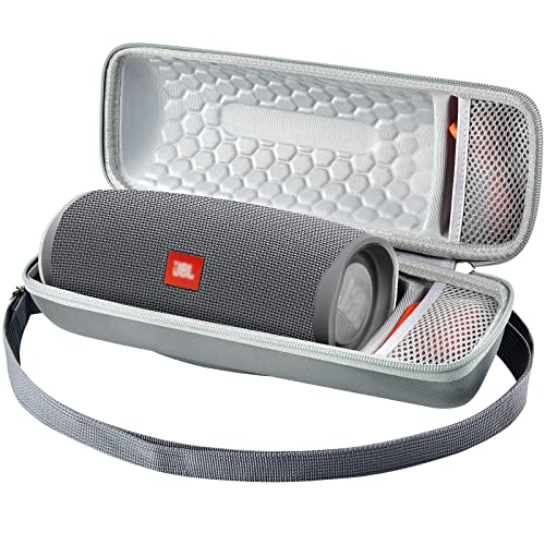 Comecase Hard Travel Case for JBL Charge 4/ Charge 5 Waterproof Bluetooth Speaker. Carrying Storage Bag Fits Charger and USB Cable - Grey+Inside Grey (Case Only)