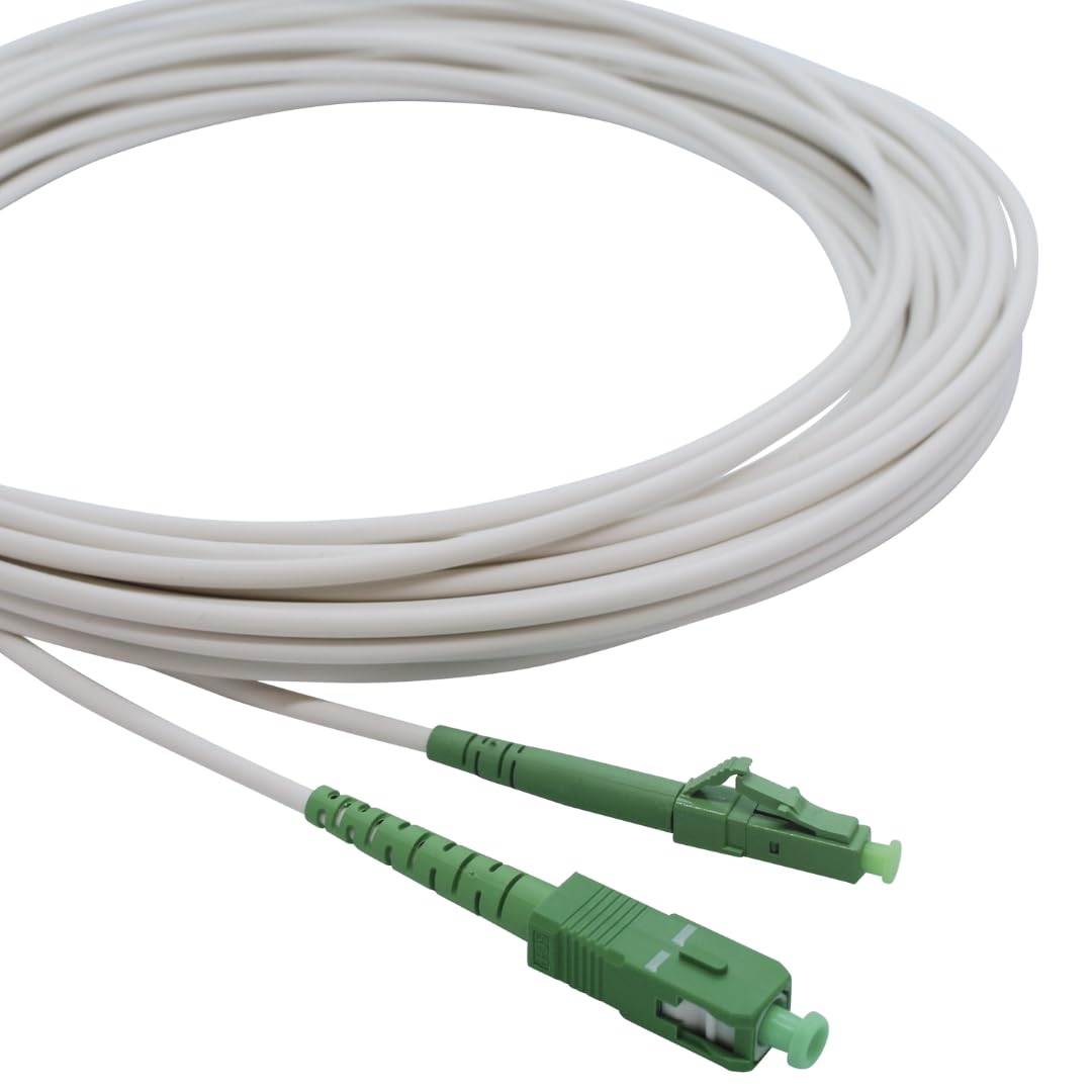 Conectra® - Glasfaserkabel | OS2 | LC/APC auf SC/APC | weiß | ideal für Heimnetzwerke | passend für Deutsche Telekom, Vodafone, 1&1, Deutsche Glasfaser und viele mehr (Länge 0,5 Meter)