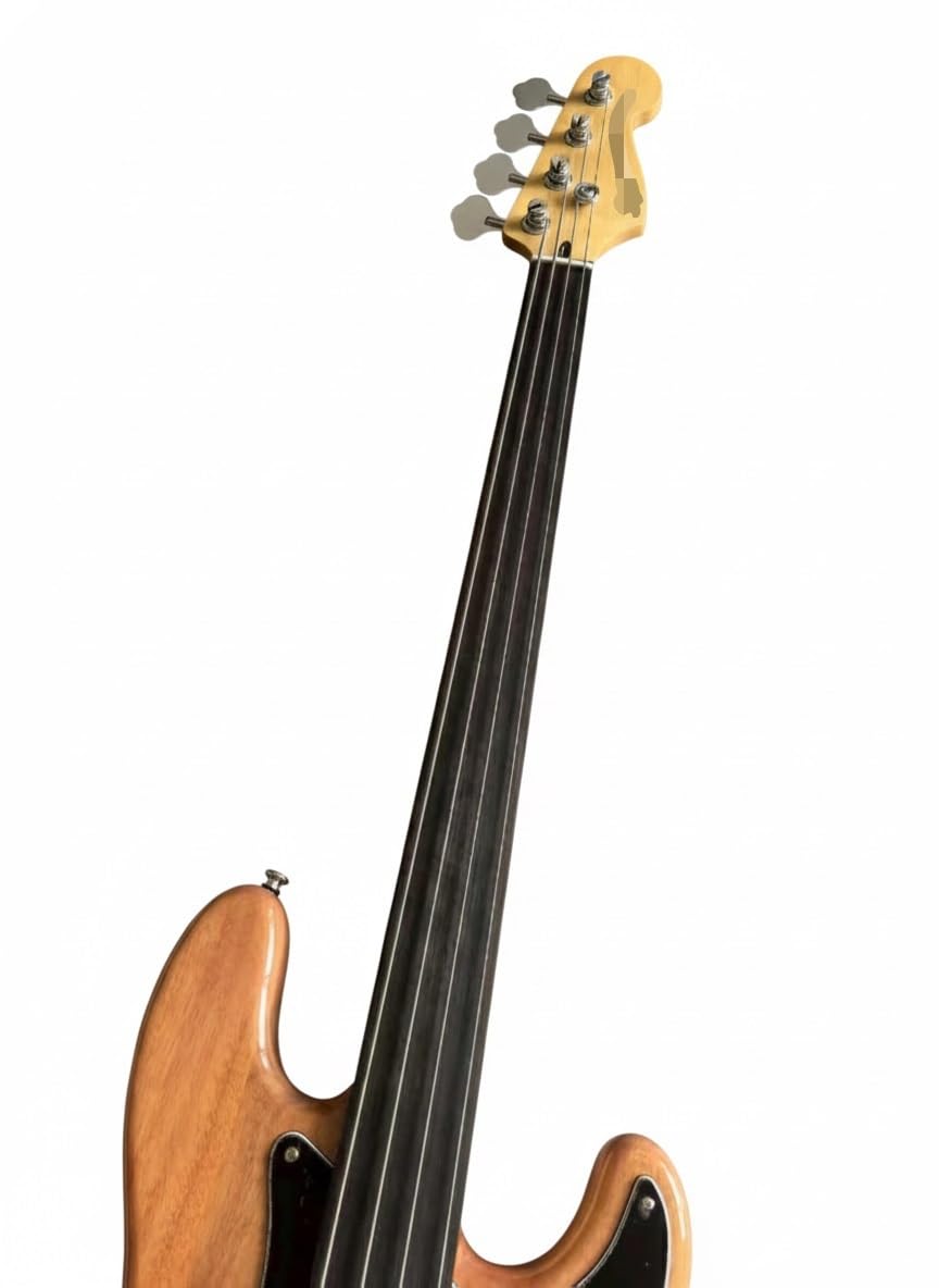 Gitara basowa bezprogowa, korpus z litego mahoniu, podstrunnica palisandru, przetworniki PJ, 4 struny, drewno naturalne