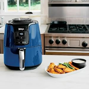 Ninja - AF100 Air Fryer Ceramic-Coated Nonstick Basket, Dehydrate & Reheats, for Quick, Easy Meals, 4 Quart Capacity, & High Gloss Finish (Navy) Ninja AF100 Air Fryer Ceramic Coated Nonstick Basket Dehydrate Reheats for Quick Easy Meals 4 Quart Capacity High Gloss Finish Navy