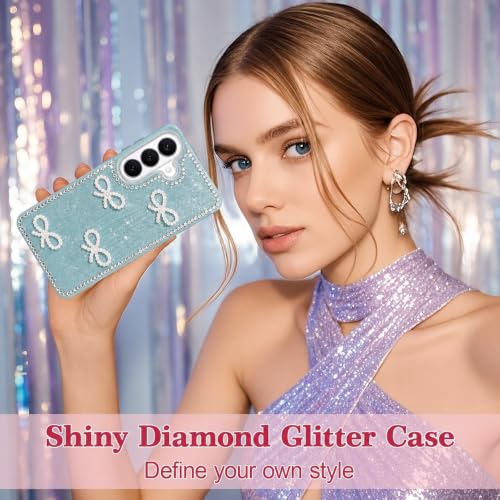Image of DIZORO for Samsung A37 Case,Cute Bow Tie Aesthetic Phone Case,Trendy Slim Hard IMD Shockproof Protective Bumper Designer Phone Back Cover for Women Girls - Green