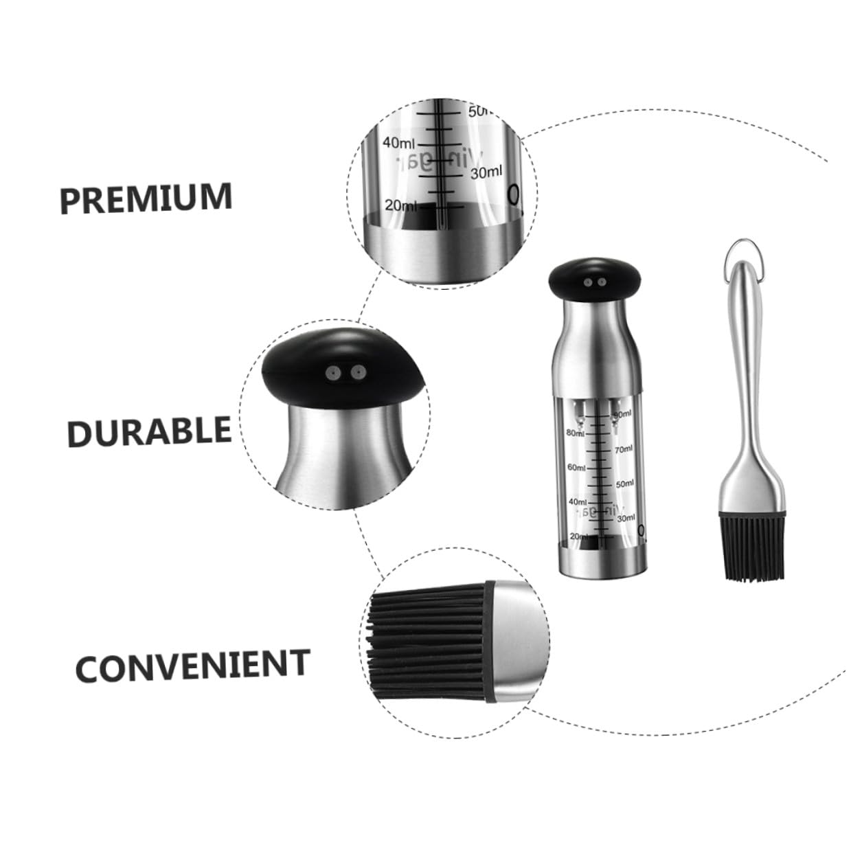 Dispenser in Acciaio Inossidabile con Spruzzatore e Contenitore Trasparente Antigoccia per Cucina Bottiglia Versatile per Olio Salsa di Soia e Condimenti