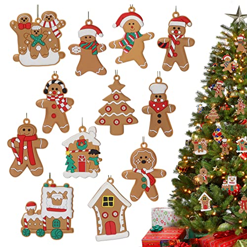 HORLIMER 12PCS Lebkuchenmann Weihnachtsbaumschmuck, Christbaumschmuck...