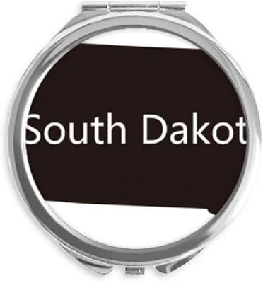 South Dakota USA Map Outline Hand Compact Mirror Round Portable Pocket Glass