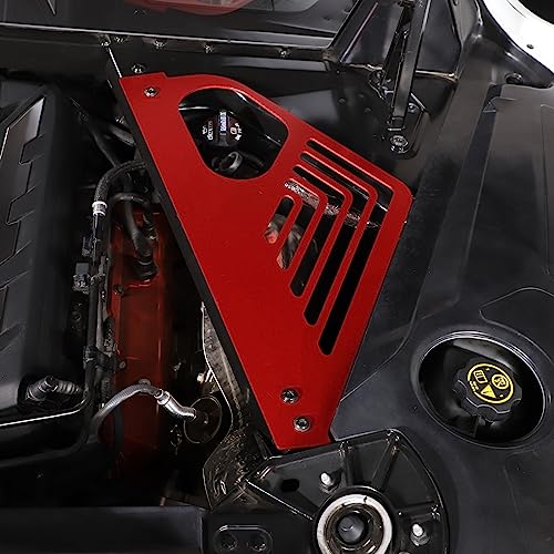 Image of TOYCIDFG Engine Bay Panel Cover Trim Compatible with C8 Corvette 2020-2024, Left Right Splash Shield Oxidation Case Guard Auto Aluminium Interior Body Part Accessories (Red - A)