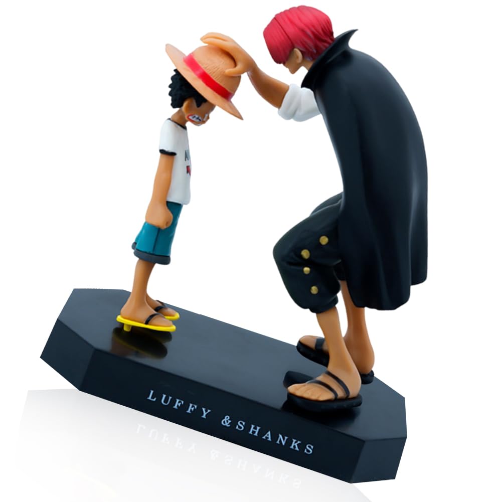MIFKLMV Luffy Action Figure, Anime Figures Japan One Pie-ce Anime Figure Shanks and Luffy Ornament, Desktop Ornament Collectible Figurine Gifts for Kid Animefans -18cm