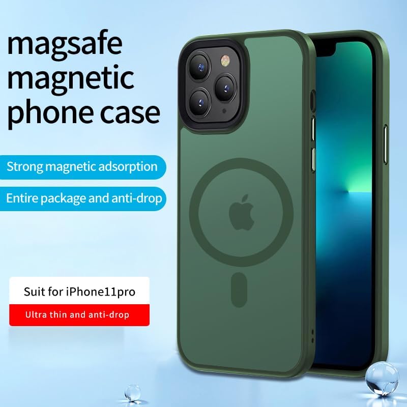 Miniatura 3 de Tigowos Funda para iPhone 11 Pro con diseño previsto para MagSafe de 10 pies, a prueba de golpes, HD, transparente, nunca amarilla, para iPhone 11