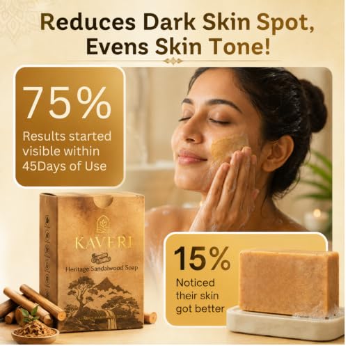 Image of KAVERI Sandalwood Handmade Soap Bar - Cold-Processed Ayurvedic - pack of 3 * 110g