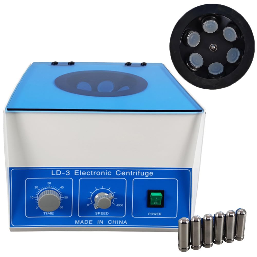 Maisutseb 50ml*6 Electric laboratory Centrifuge 4000 r/min Electric Lab Benchtop Centrifuge Machine Desktop Electrical Centrifuge Electric Lab Centrifuge Machine Stepless Control with Blue Cover Plate