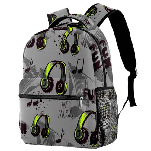 Sac à dos d'école pour adolescents et filles motif écouteurs de musique