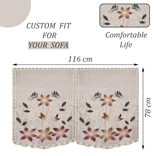Image of Kuber Industries (Set of 4) Stylish & Durable Cotton Sofa Covers 2 Seater | Washable Sofa Protector /Mat & Slipcover for Hall, Living Room & Office | Brown Printed Lining