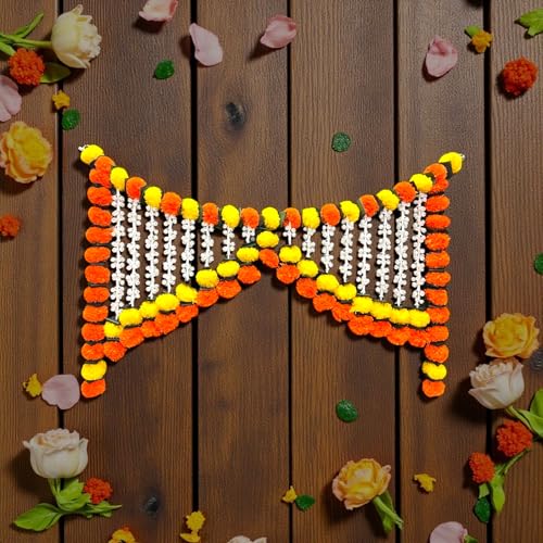 Image of Rajasthan Kraft Artificial Marigold Bandanwar with Rajanigandha 40 Inch | Artificial Flowers for Decoration Hanging | Pooja Items | Makar sakrant Decoration for Home (B0017).