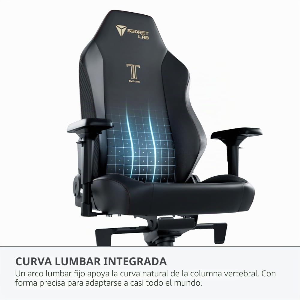 Secretlab Titan Evo Lite en BLACK3 Prime SoftWeave - Silla reclinable para computadora ergonómica y resistente con reposabrazos 4D y soporte lumbar, color negro