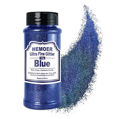Ultra Fine Blue Glitter, 5oz /140g Cosmetic Holographic Glitter for Hair Face Body Eye Nail Art Festival Epoxy