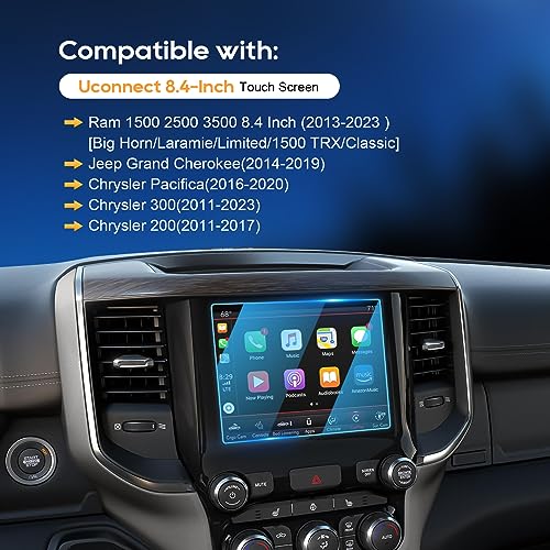 Image of LFOTPP Fit for D*odge Ram 1500 2500 3500 2013-2018 2019 2020 Uconnect Tempered Glass Protector Special for 8.4 Inch in-Dash Center Navigation Display Screen 2 Pack