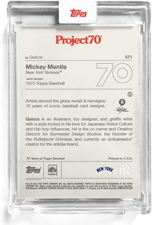 2021 Topps Project70 Baseball #371 Mickey Mantle PR: 2624 New York Yankees 1975 Quiccs