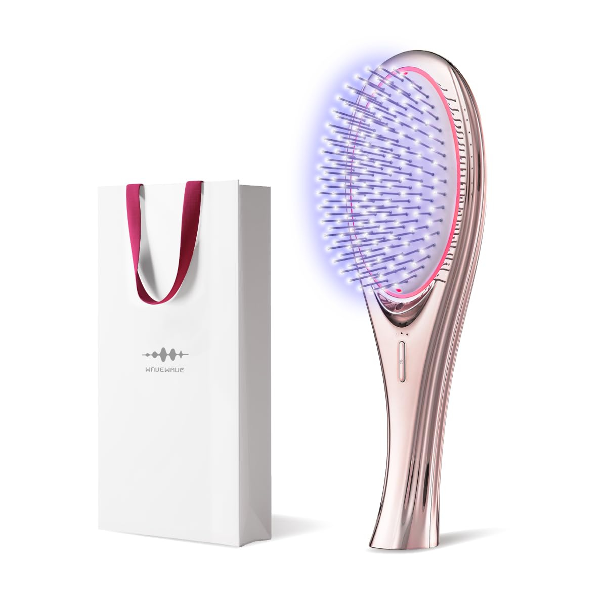 Wavewave EMS Hair Brush, Red LED, Smooth Hair, Cushion Brush, Comb, Birthday, Women, Wife, Girlfriend, Mother's Day Gift (Pink Gold) : Beauty