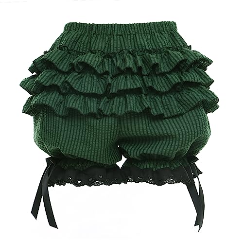 Vibsion Womens Lolita Bloomers Maid Ruffles Pumpkin Pants Bottom Shorts Cute Security Short Pants For Girl Green L thumb #2