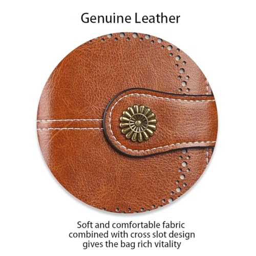 Premium Slim Genuine Leather Bifold Wallet for Women with Advanced RFID Blocking Technology and Zippered Coin Compartment (Brown)3