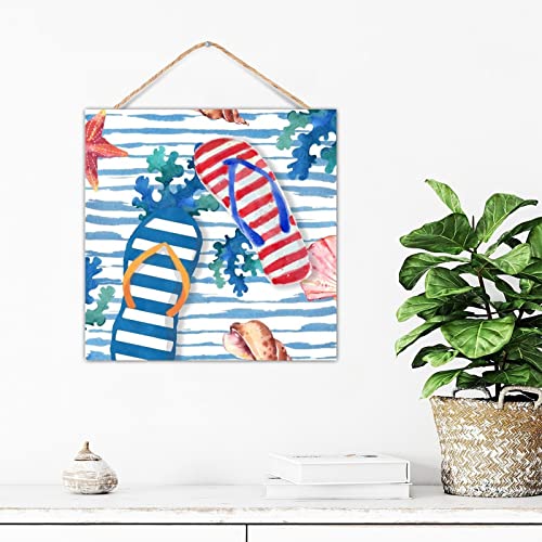 Letrero de madera de estrella de mar y conchas personalizadas para pared 3