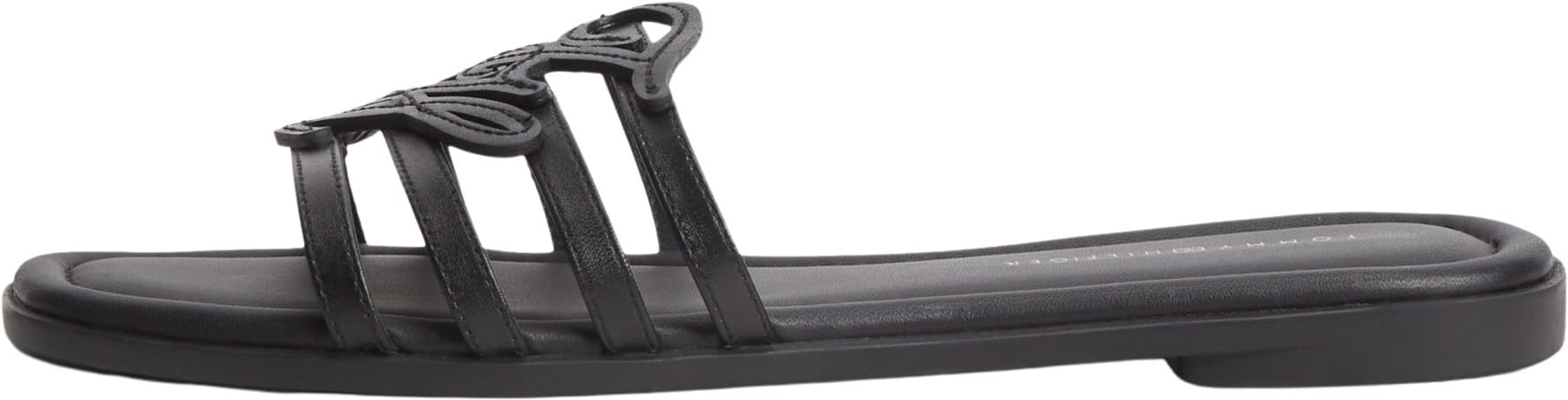 Tommy Hilfiger Women Th Script Flat Mule Lth FW0FW09368 Flat Sandals, BLACK, 6.5