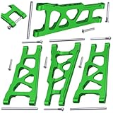Hobbypark Aluminum Suspension A-Arms Set Front & Rear for Traxxas 1/10 Slash 4x4, Stampede 4x4, Rustler 4WD VXL Upgrade Parts Option Hop Ups, Replace 3655X, Green (4-Pack)