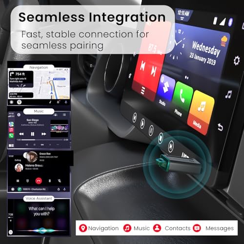 Image of Portronics Tune Lite, Mini 2-in-1 Wireless CarPlay /Android Auto Receiver, Converts Wired to Wireless, Plug & Play, Only for Cars with OEM Installed Wired Android Auto /CarPlay, Android 12+ & iOS 15+