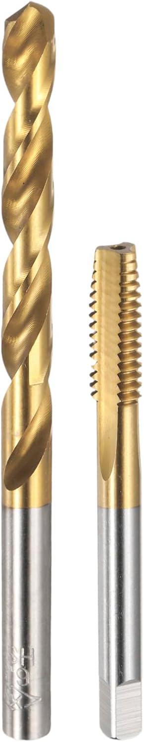 uxcell Tap and Drill Bit Set, 1pcs 5/16-18 UNC Straight Flute Thread Screw Tap & 1pcs 6.5mm Twist Drill Bit, Titanium Coated HSS-6542 Tapping Threading Tool Kit