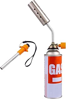 Kitchen Culinary Butane Blow Torch Adjustable Flame Large-caliber Cooking Torch Blowtorches for Outdoors Camping Barbecue Solder Burner BBQ Lighter Flame Gun With Electronic igniter (without Gas)