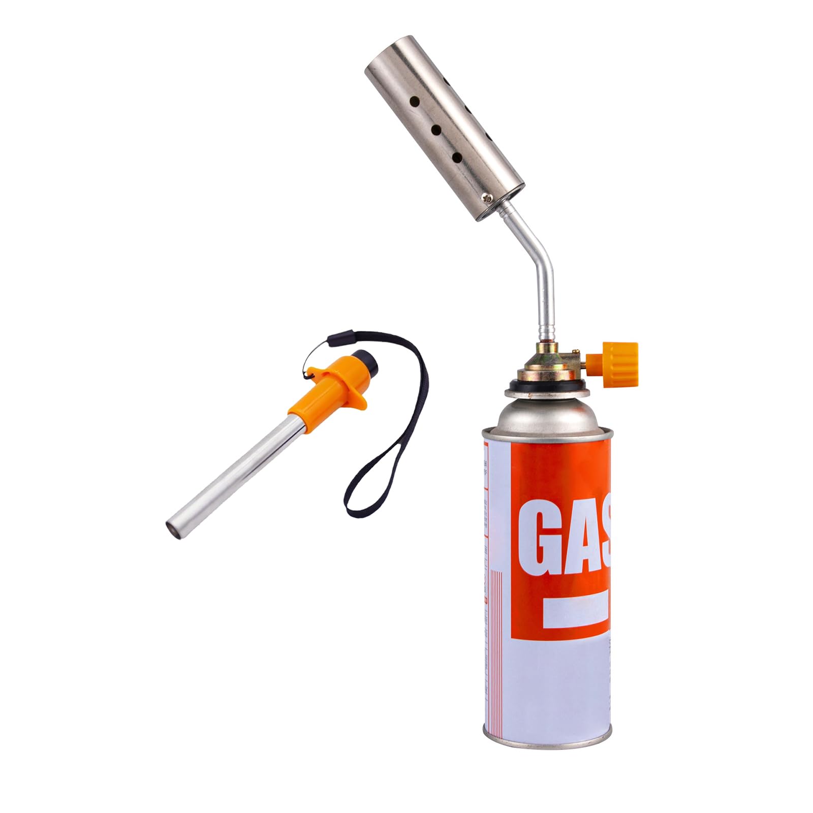 Kitchen Culinary Butane Blow Torch Adjustable Flame Large-caliber Cooking Torch Blowtorches for Outdoors Camping Barbecue Solder Burner BBQ Lighter Flame Gun With Electronic igniter (without Gas)