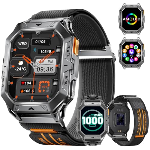 2025 - Orologio da polso da uomo 2.13 AMOLED grande da 1000 mAh 5 ATM impermeabile con 70 modalità sportive monitoraggio cardiaca pedometro per Android