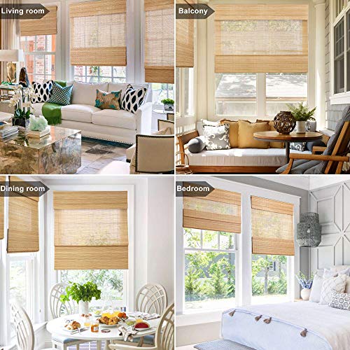 Lazblinds Cordless Bamboo Roman Shades, Light Filtering Window Treatment, Roll Up Bamboo Blinds For Window 43'' W X 60'' H #TOP3