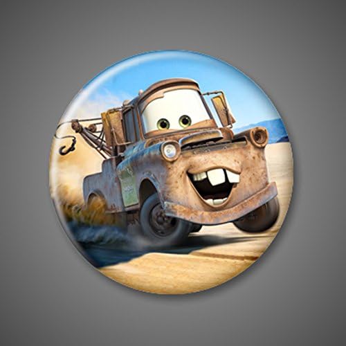 Cars Movie Magnets Lightening McQueen Tow Mater Doc Hudson Miss Sally Sheriff Luigi Guido Set of 6 1" round Refrigerator Magnets for Lockers Blackboards...