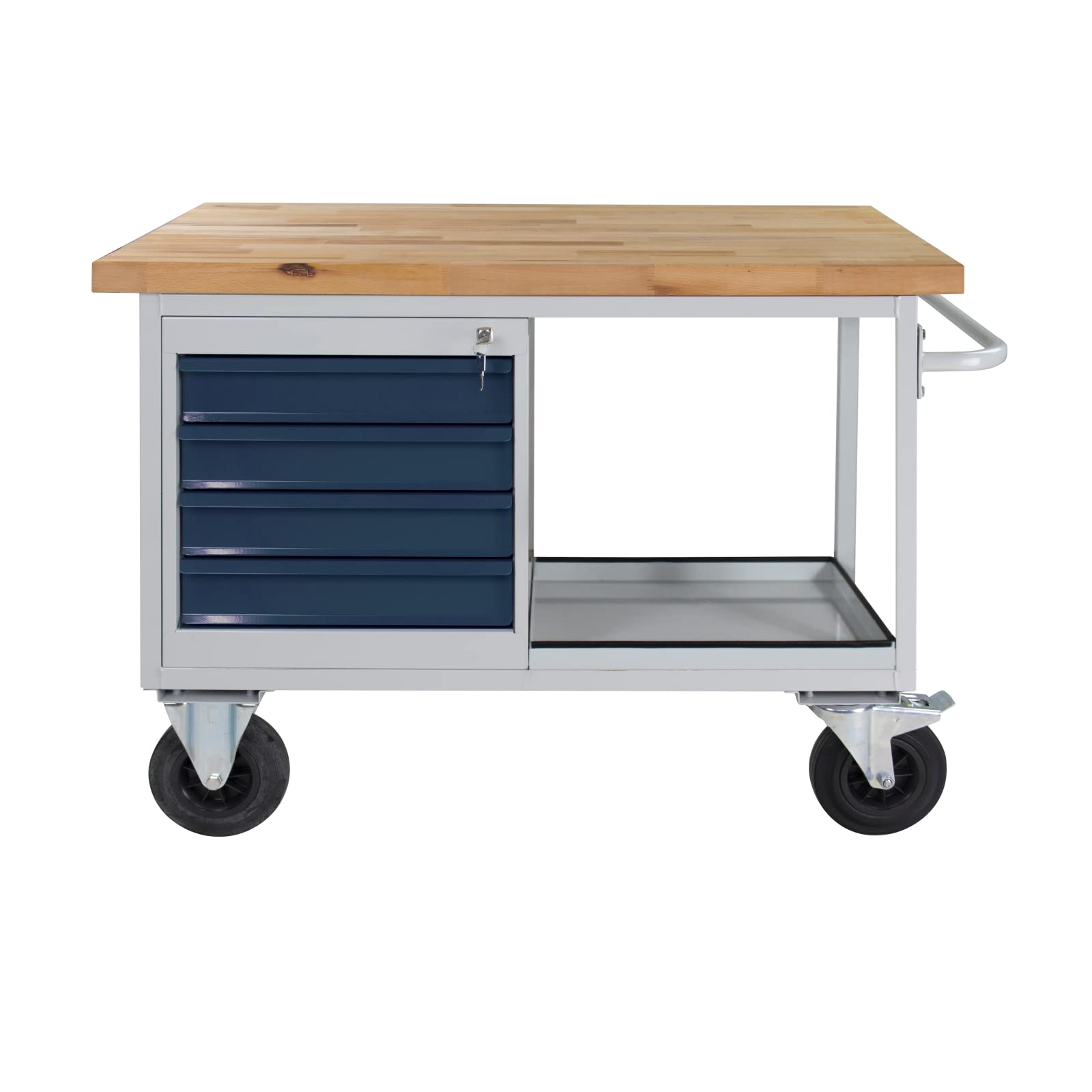 ADB Tischwagen Etagenwagen Eko 3 SL 1 Ablageboden B1300xT600xH827mm RAL7035/7016 bis 500kg belastbar fahrbar mit Rollen Transportwagen Materialwagen hergestellt in der EU