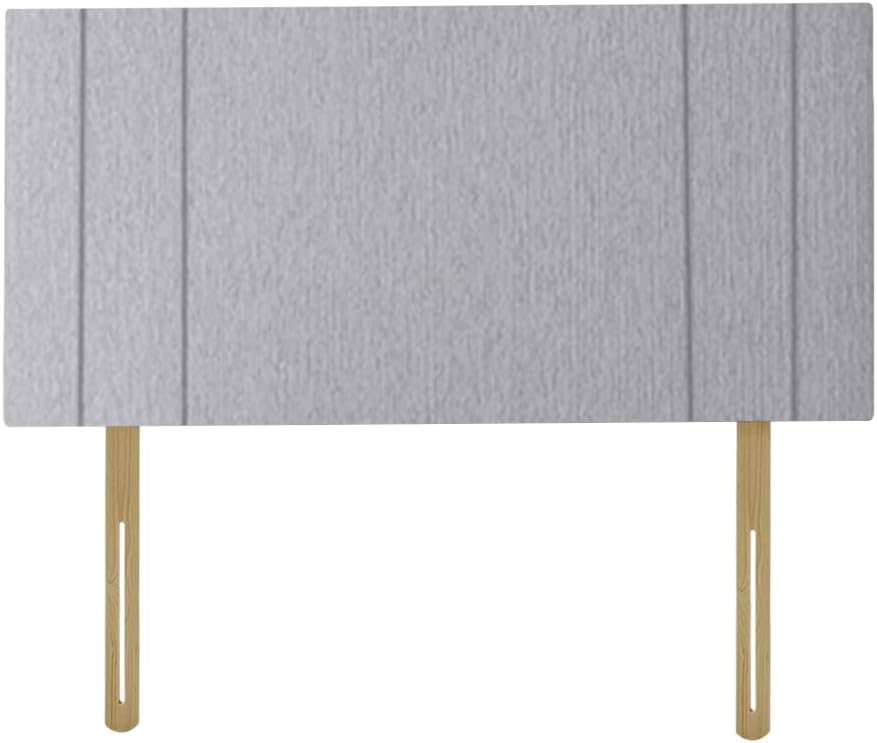 RIO Padded Lined Divan Bed Headboard | Chenille Fabric Double Headboard for bed frames | Elegant design wooden material headboards for beds (Light Grey,4ft6 Double H-20inch)