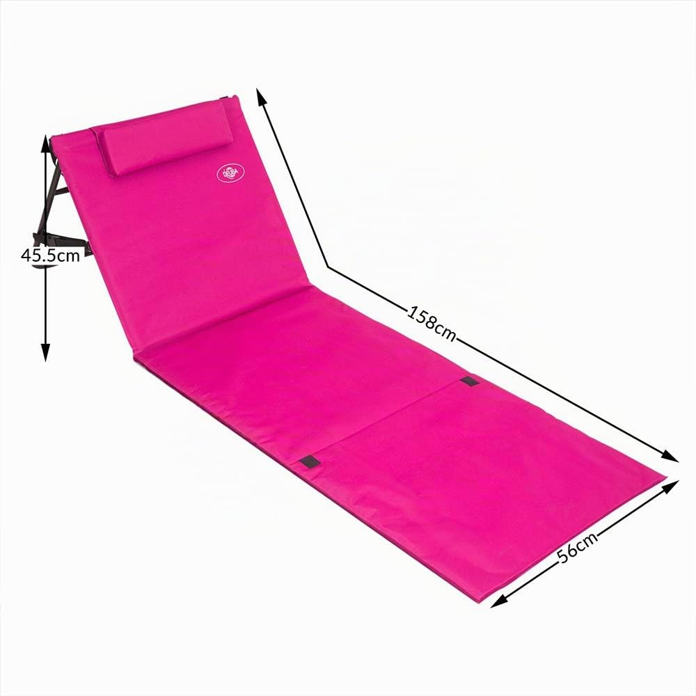 Detex 2X Tapis de Plage Rose 158x56cm transat rembourré avec Dossier Pliable natte de Plage transportable extérieur