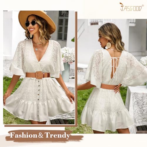 JASGOOD Straw Woven Wide Waist Belt for Dress Womens Boho Braided Belt Fashion Rattan Ladies Big Buckle Dress Belt2