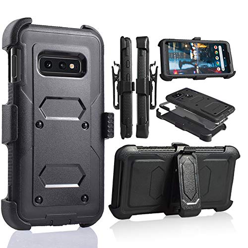 For Samsung Galaxy S10E/Lte Heavy Duty Belt Clip Holster Ultra Protective Tough Grip Cover With Holder And Built-In Screen Protector (Black) #TOP1