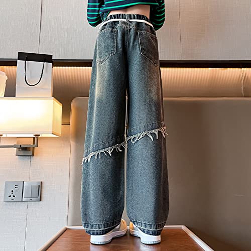 Tollder Girl High Elastic Waist Jeans Pants Flare Slimming Leg Pants Long Wide Leg Pants Baby Girls Skinny Jeans4