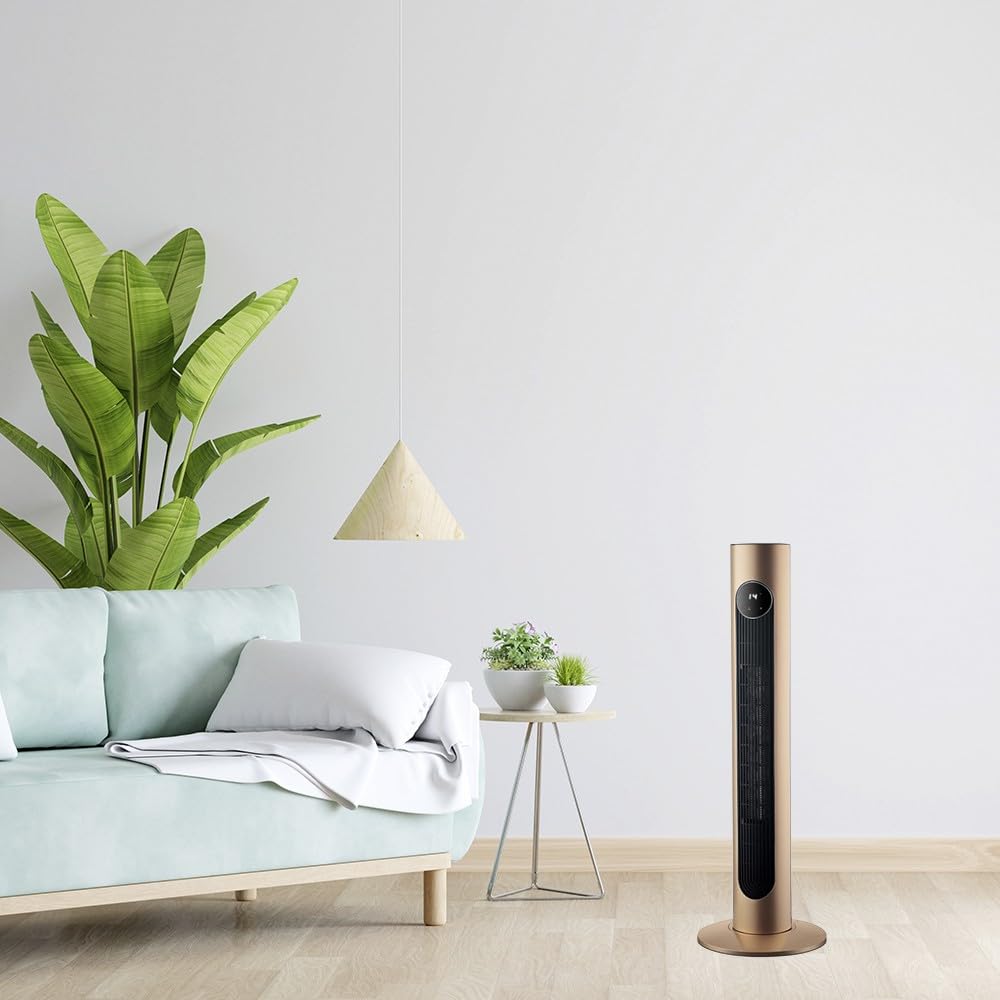 Akunadecor - Ceramiczny Termowentylator Pionowy 2000w Złoto Z Pilotem