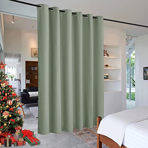 Image of RYB HOME Extra Wide Curtains for Divider Room Separation Soundproof Temporary Door Curtains for Bedroom Closet Office Theatre Garage Living Room Privacy Drop Cloth, W 120 x L 84 inches, Sea Green