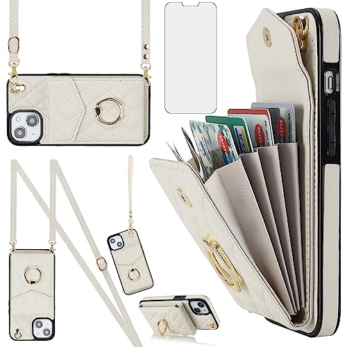 Asuwish Funda de teléfono para IP 15 Plus GZFQZHKB, color blanco roto