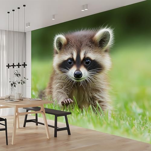 Papier peint intisse murales ours en herbe vert evite la pose de tapisserie complexe