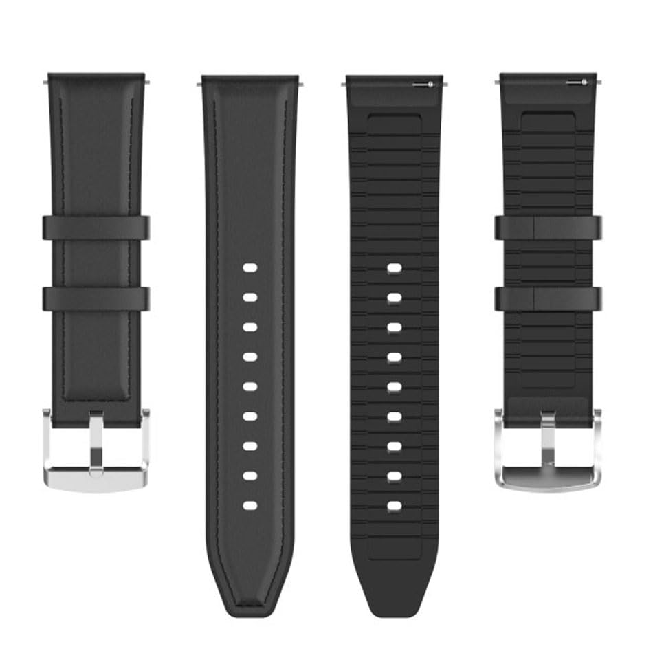 Image of AONES 20mm Watch Strap Leather Silicone Belt Compatible for Timex Analog Twhg03Smu26 Smartwatch Hook Band